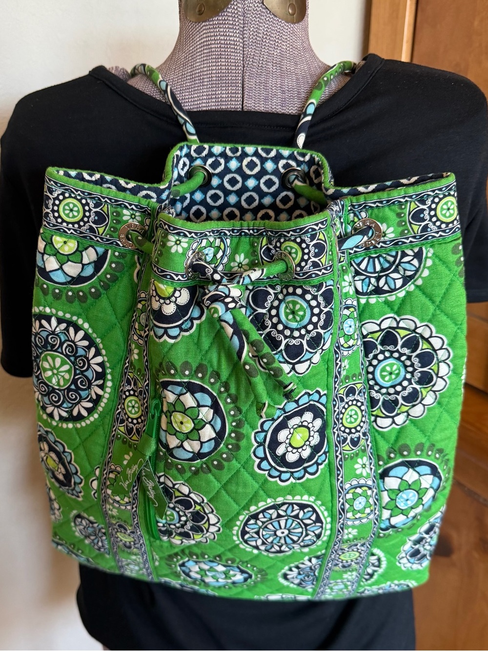 VERA BRADLEY Quilted Floral Medallion Backsack/Backpack